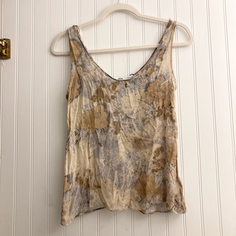 Zara earthy abstract loose lightweight neutral muted tank